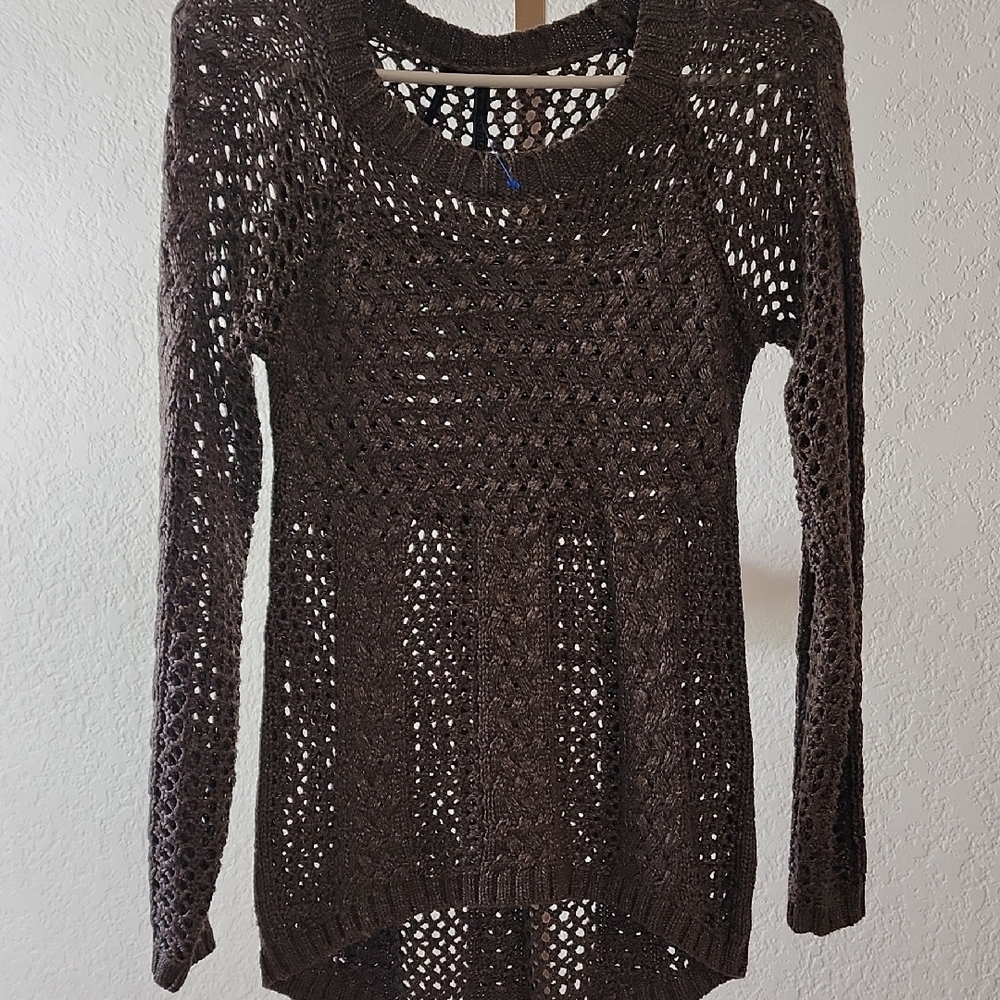 Guess By Marciano Brown Crochet Sweater Nwot